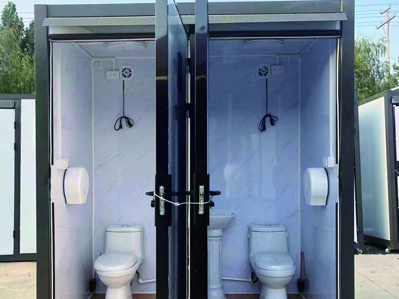 Metallic mobile toilets outdoor